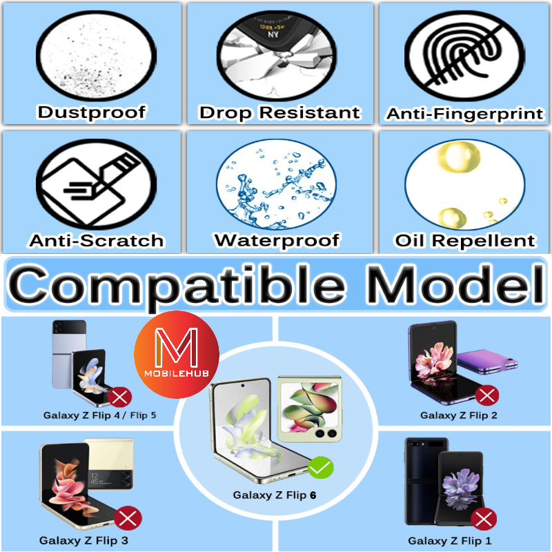 Samsung ZFlip 6 / ZFlip 5 OtterBox Style Defender Shockproof Case with Free Belt Clip Holster (Black)