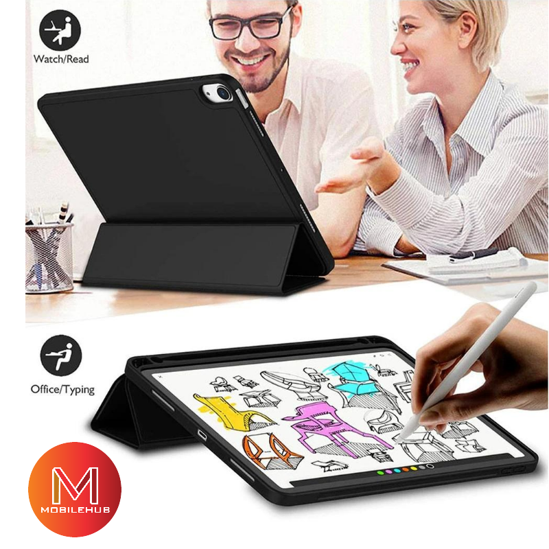 Realme Pad Mini 8.7" Leather Smart Cover Case with Pen Holder (Black)