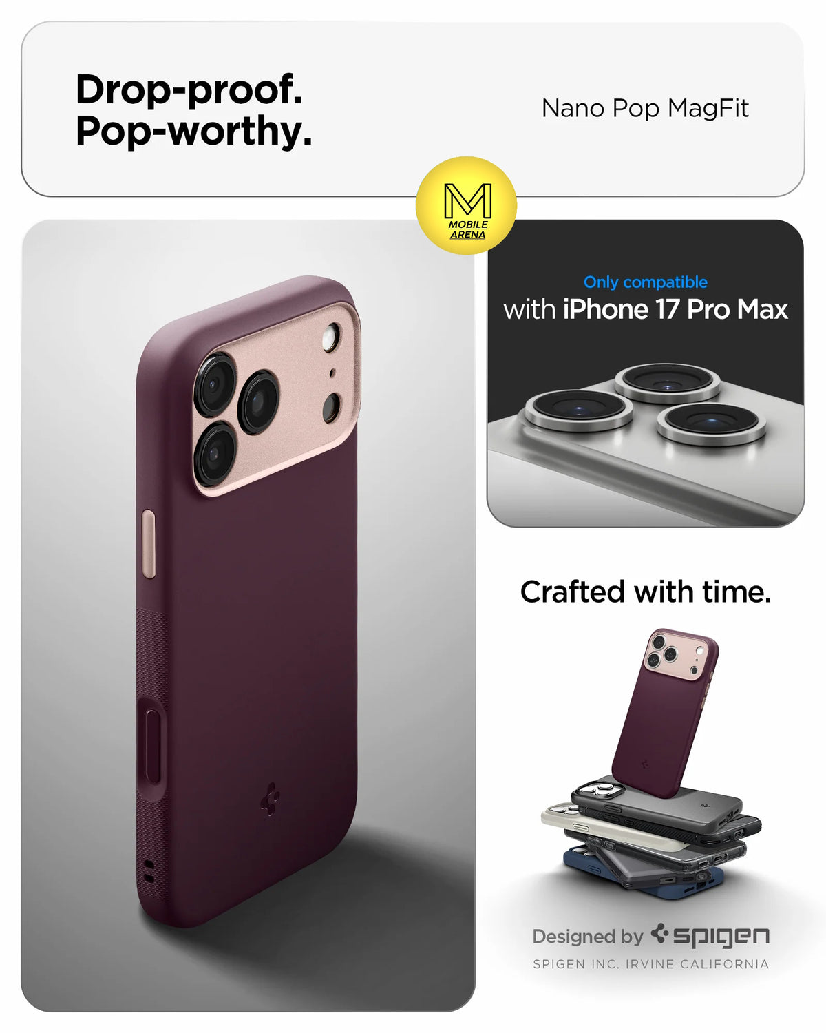 iPhone 17 Pro / 17 Pro Max Spigen Nano Pop Shockproof Magnetic case (Burgundy) iPhone 18 Pro / 18 Max