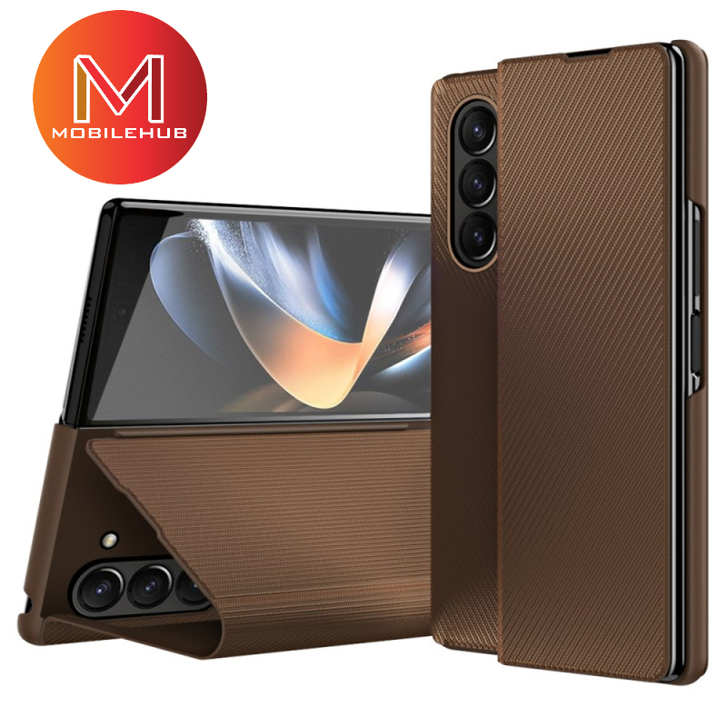 Samsung ZFold 7 Carbon Fiber Leather Flip Cover Case