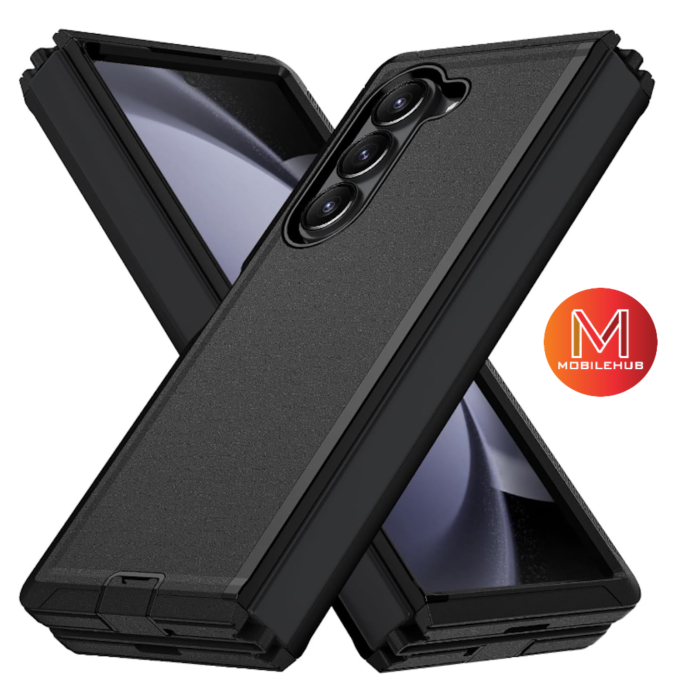 Samsung Z Fold 6 Extreme Hybrid Shockproof Case with Free Belt Clip Holster ( Black ) Z Fold 6