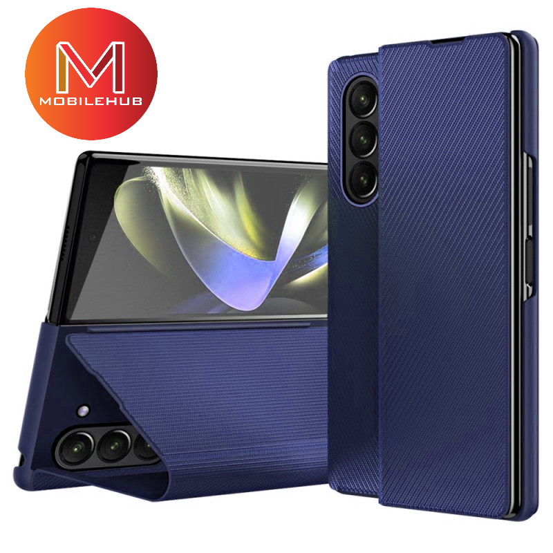 Samsung ZFold 7 Carbon Fiber Leather Flip Cover Case