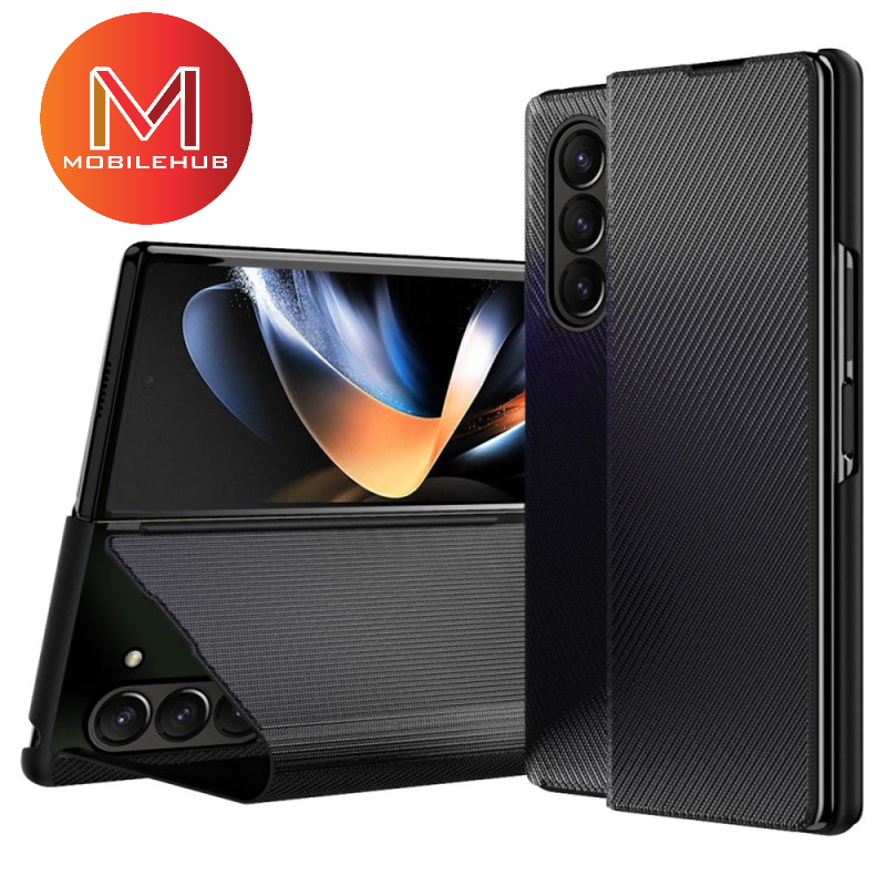 Samsung ZFold 7 Carbon Fiber Leather Flip Cover Case