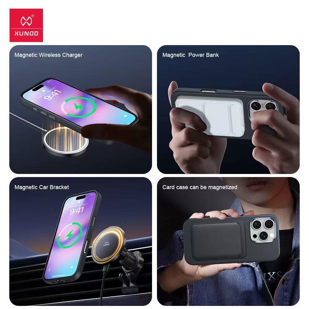 iPhone 16 / 16 Plus / 16 Pro / 16 Pro Max XUNDD Premium PC Leather Magsafe Shockproof Case