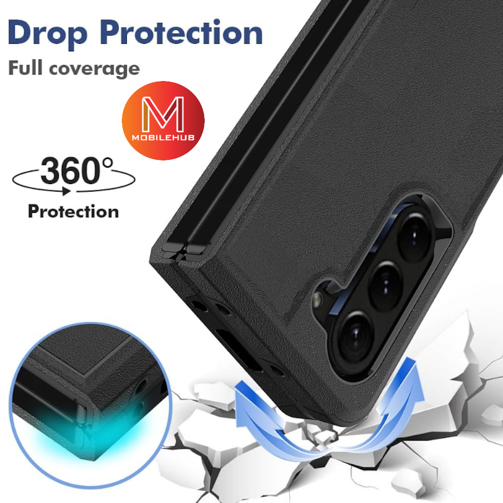 Samsung Z Fold 6 Extreme Hybrid Shockproof Case with Free Belt Clip Holster ( Black ) Z Fold 6