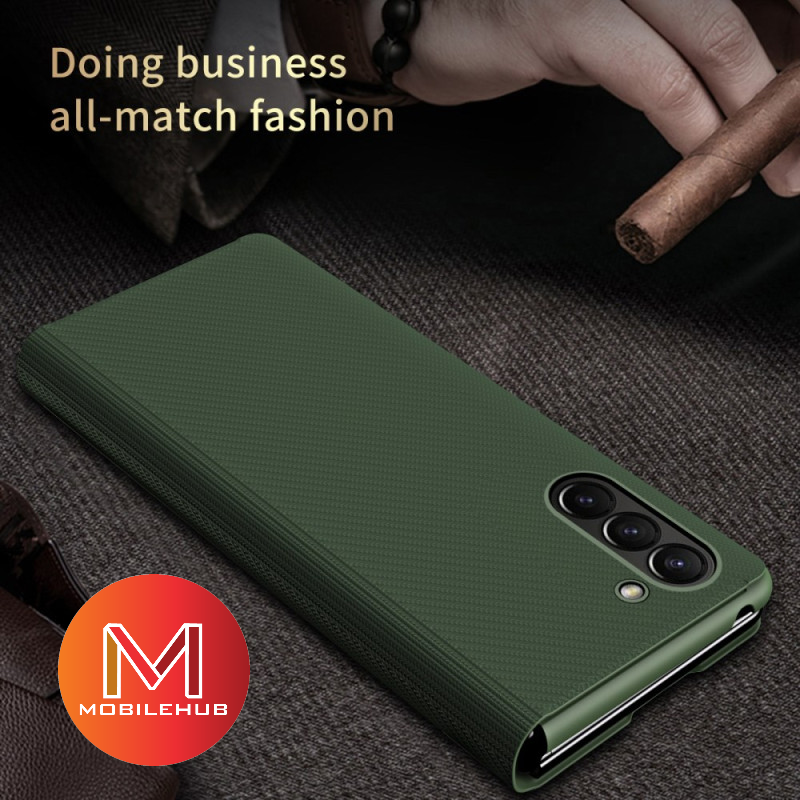 Samsung ZFold 7 Carbon Fiber Leather Flip Cover Case