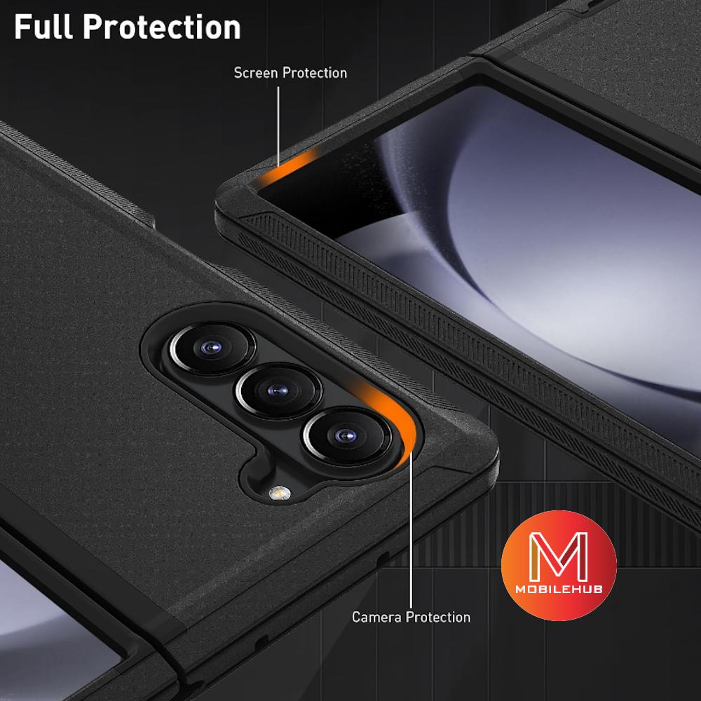 Samsung Z Fold 6 Extreme Hybrid Shockproof Case with Free Belt Clip Holster ( Black ) Z Fold 6