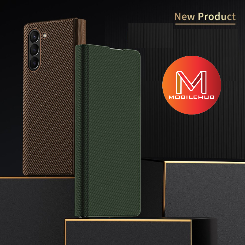 Samsung ZFold 7 Carbon Fiber Leather Flip Cover Case