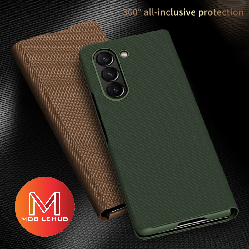Samsung ZFold 7 Carbon Fiber Leather Flip Cover Case