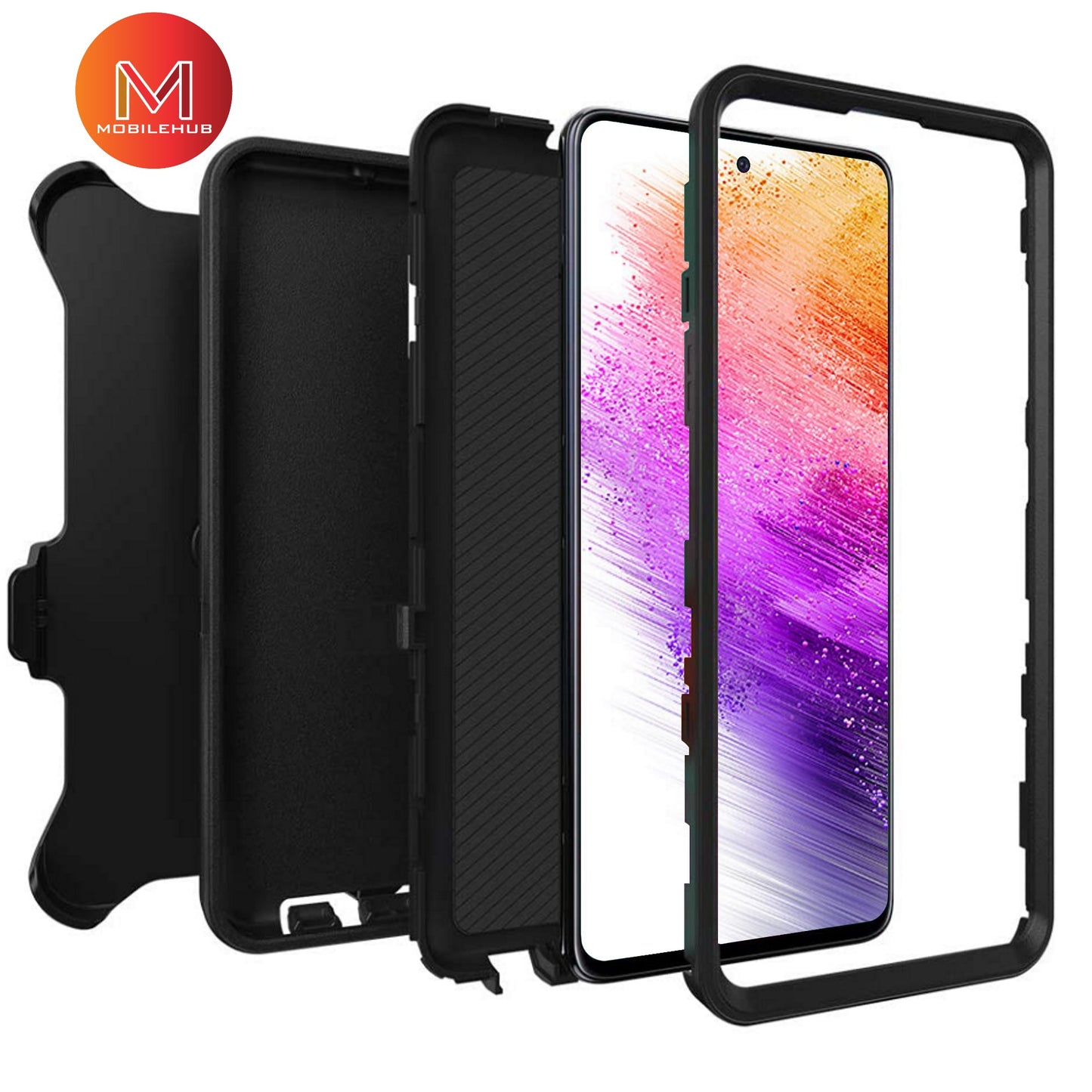 Samsung A73 OtterBox Defender Rugged Case FREE Belt Clip Holster (Black)
