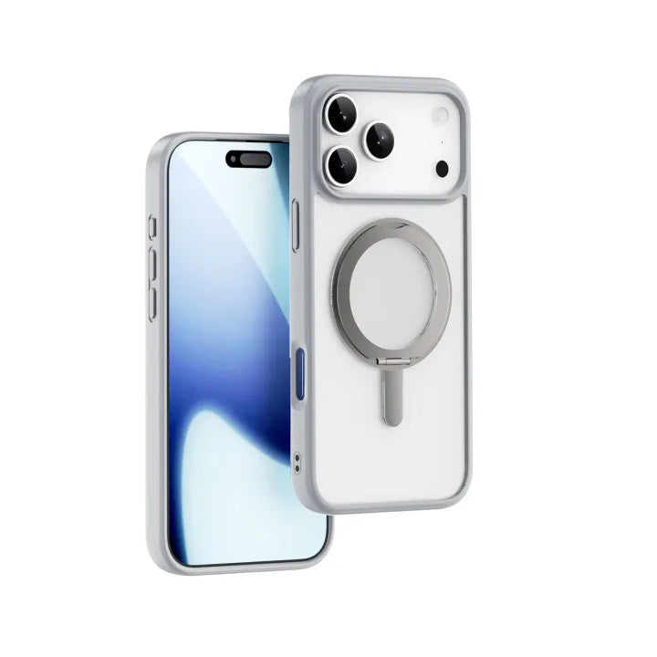 iPhone 18 Pro / 18 Pro Max Wiwu Armor Ultra Clear Magsafe Case with Stand (Clear Matte & Smoke Black