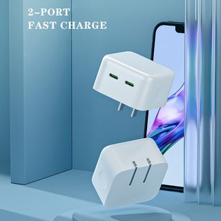 iPhone / iPad 35w Fast Dual Port Charger with Type-C Cable to Light - ning Cable