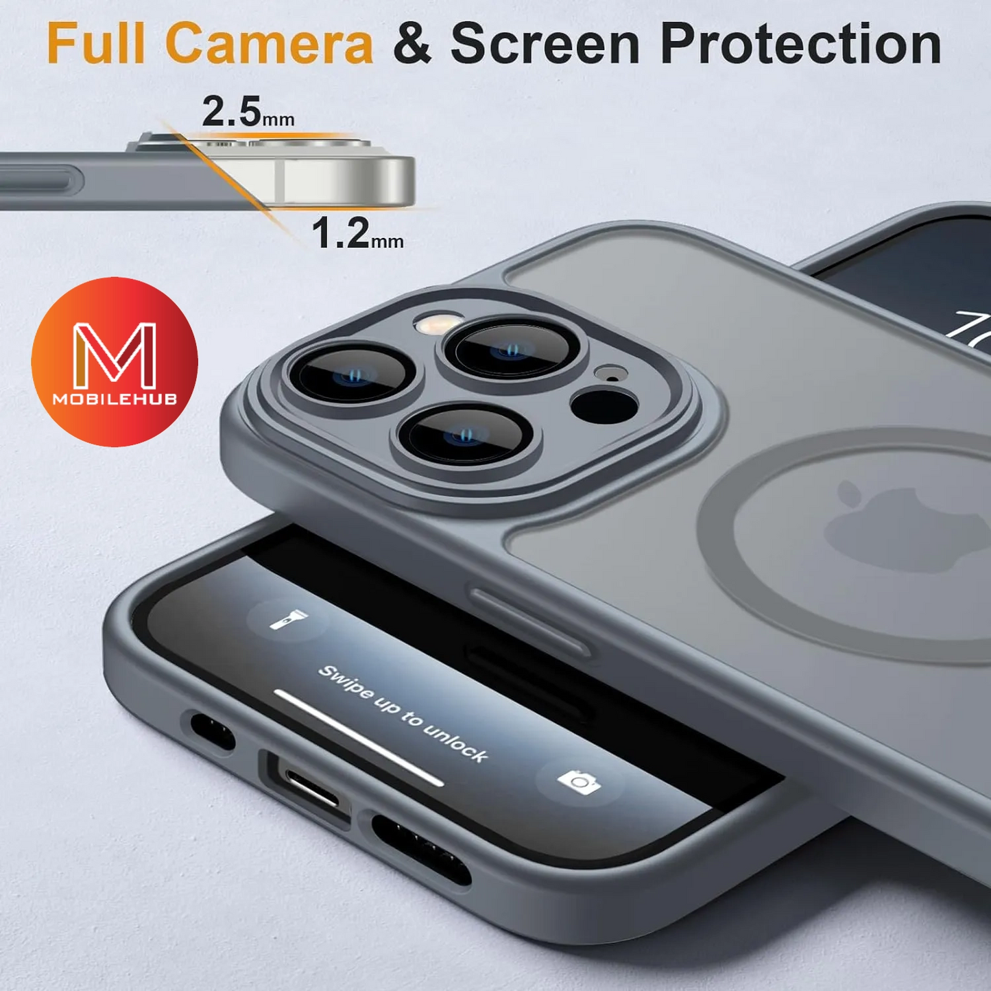 iPhone 14 / 15 / 15 Plus / 15 Pro / 15Pro Max Clear Matte Mag Safe Case with Lens Protector