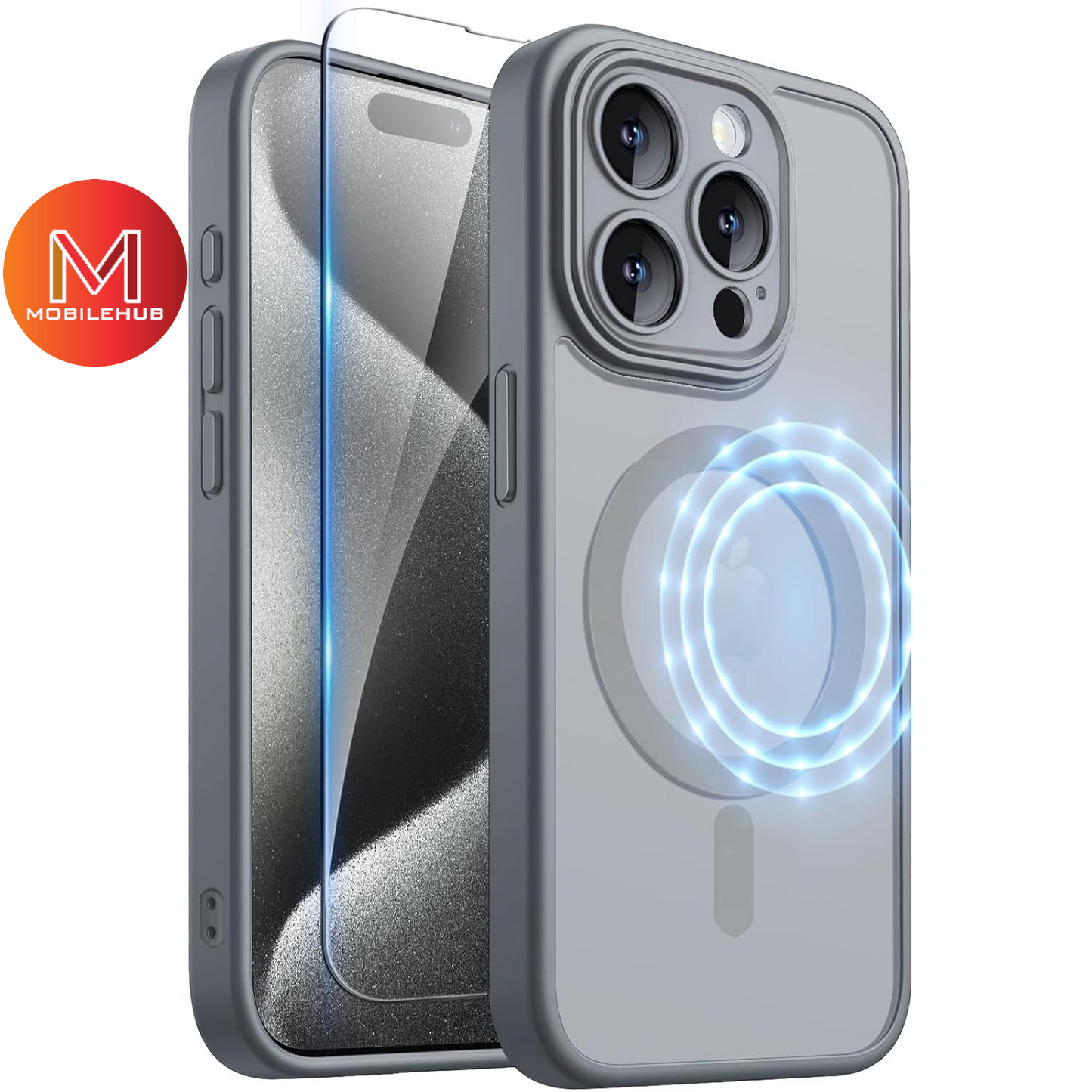 iPhone 14 / 15 / 15 Plus / 15 Pro / 15Pro Max Clear Matte Mag Safe Case with Lens Protector