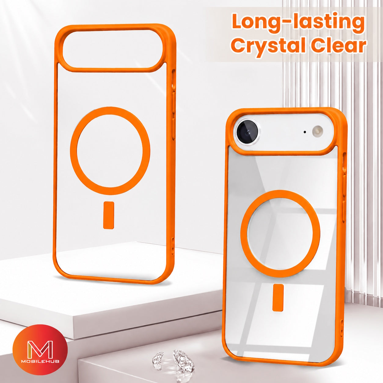 iPhone 17 Air / 17 Pro / 17 Pro Max Clear Magnetic Shockproof Case (Orange)