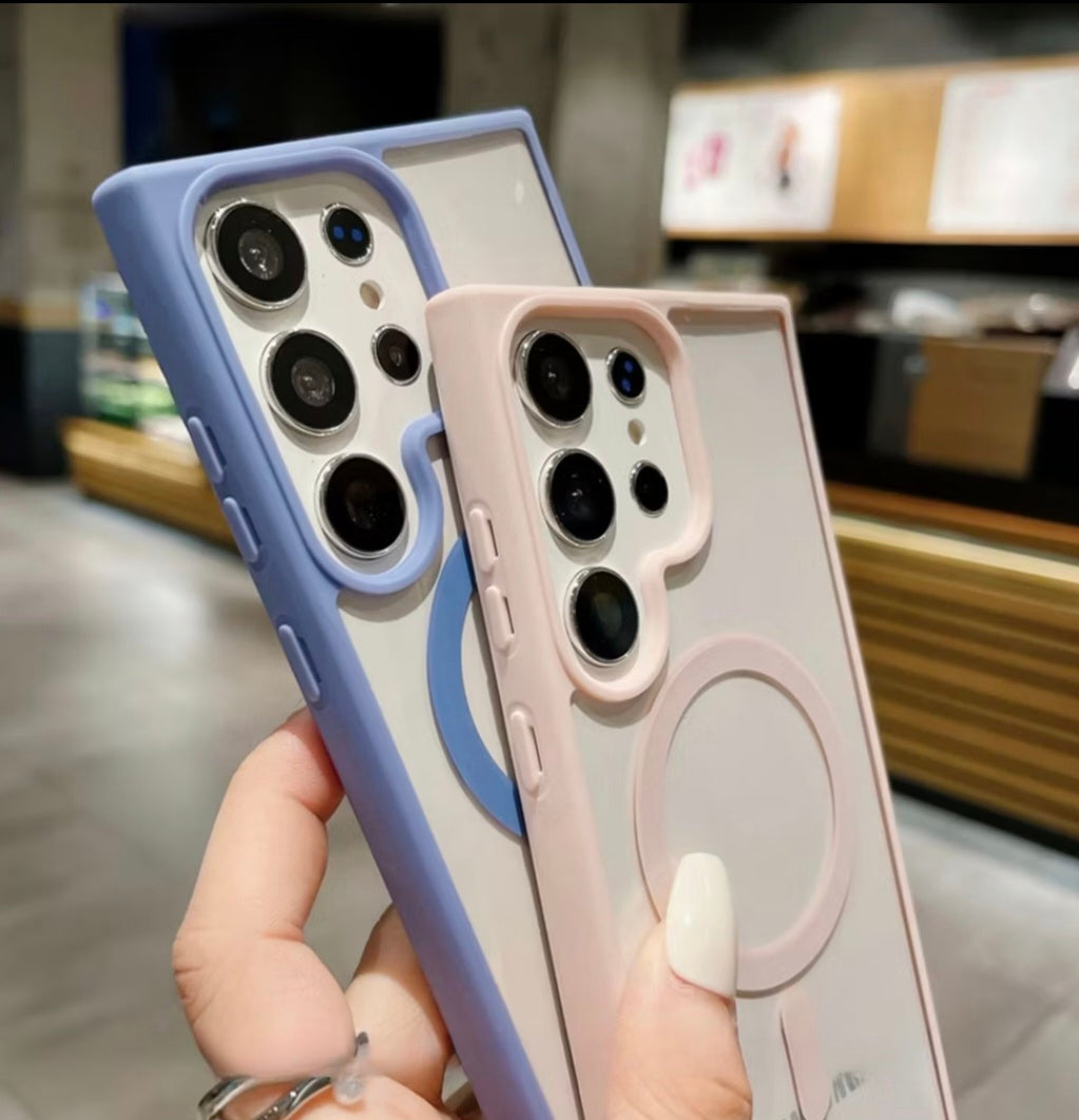 Samsung S25 / S25 Plus / S25 Ultra Colored Bumper Clear Magsafe Shockproof Case