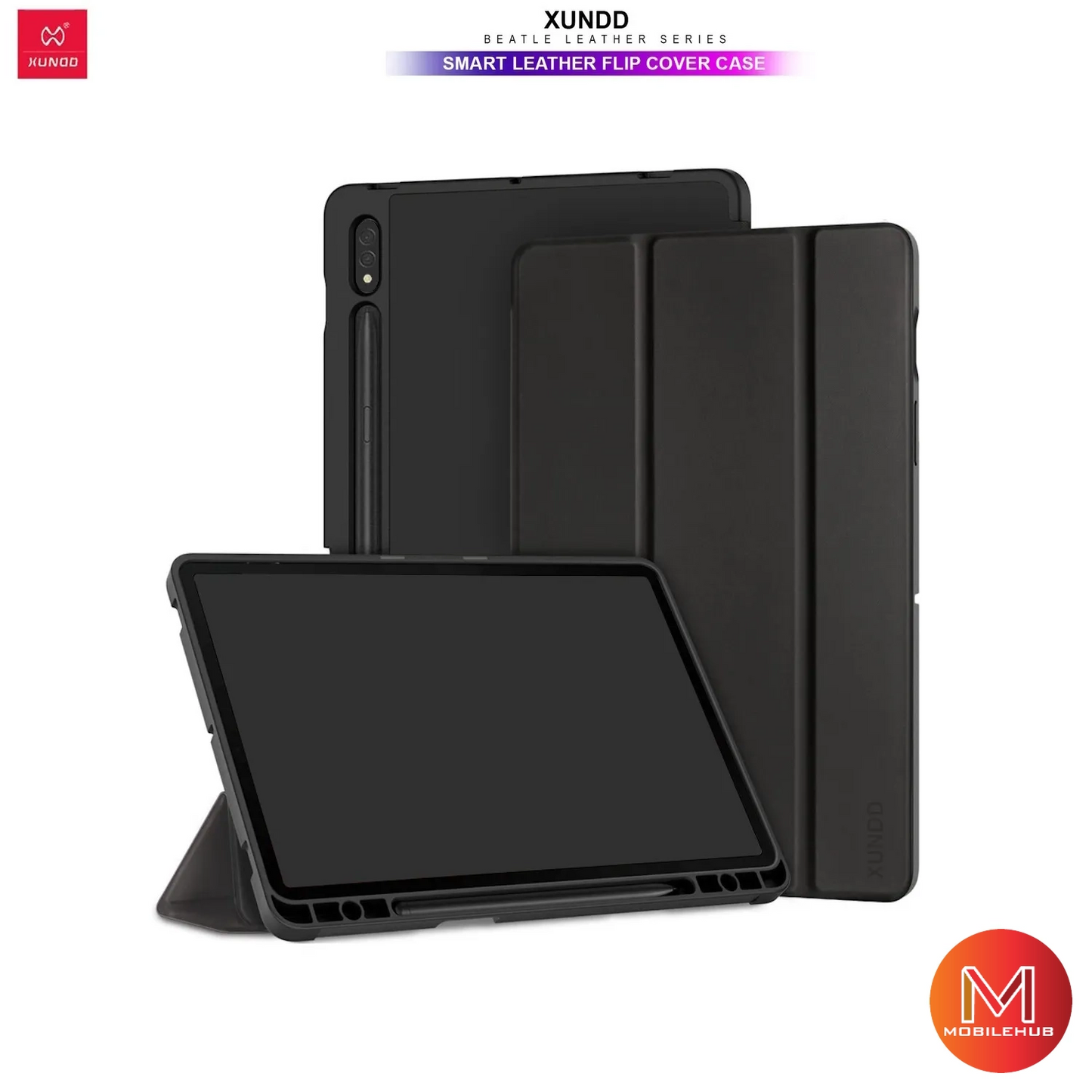 Samsung Tab S9/ Tab S9 Plus XUNDD Beetle Case With Softec Cover and Pencil Holder (Black)