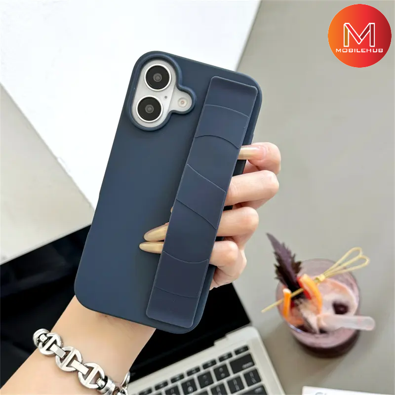 iPhone 16 / 16 Plus / 16 Pro / 16 Pro Max Shockproof Grip Case with Wrist Strap