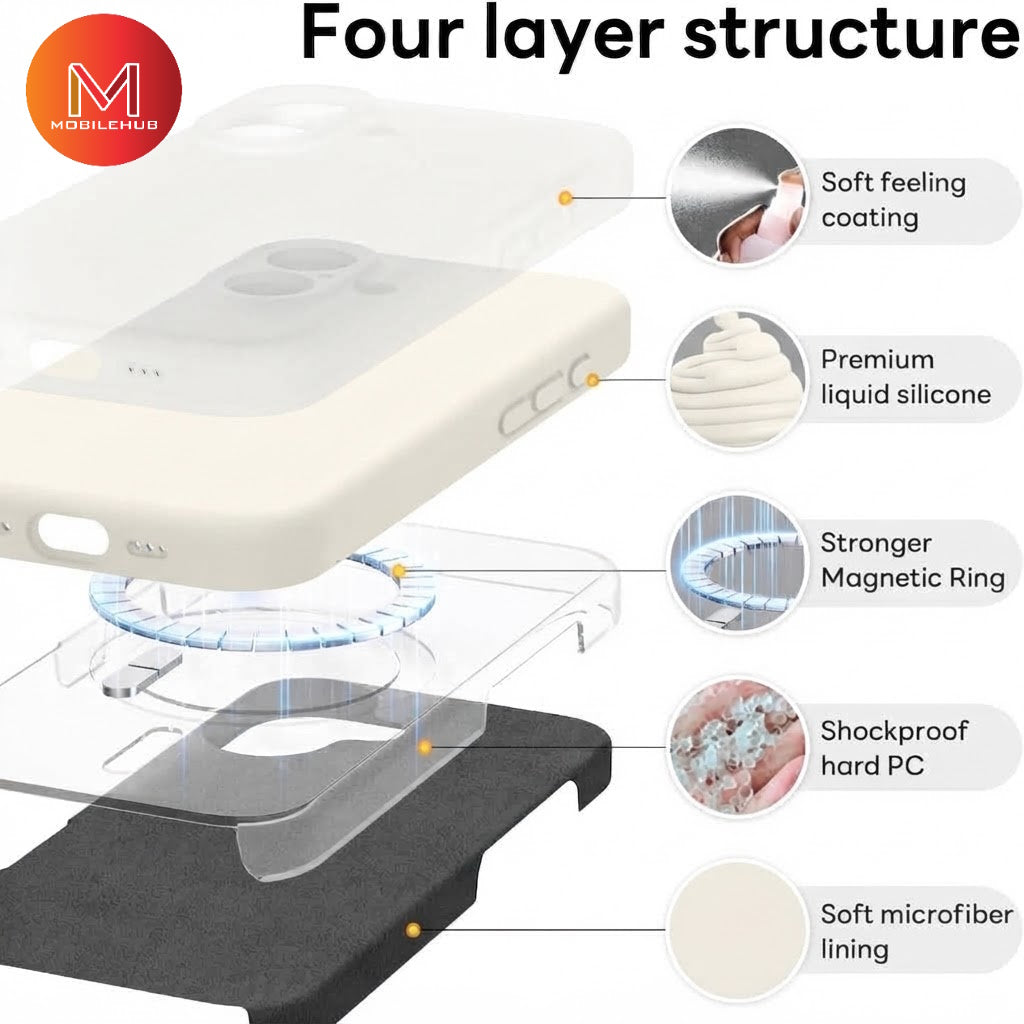 iPhone 17 / 17 Air / 17 Pro / 17 Pro Max Liquid Silicone Shockproof case (Antique white)