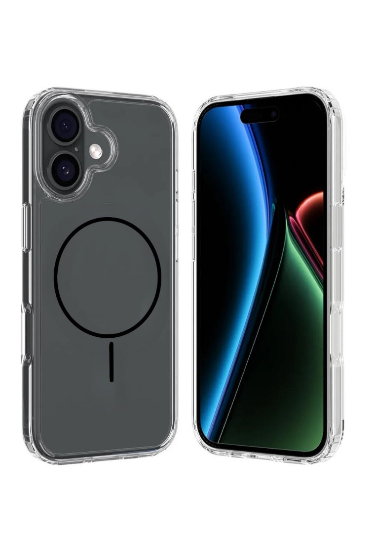 iPhone 17 / 17 Air / 17 Pro / 17 Pro Max Ultra Clear Magnetic Slim Shockproof Case (Black Magnetic Ring)