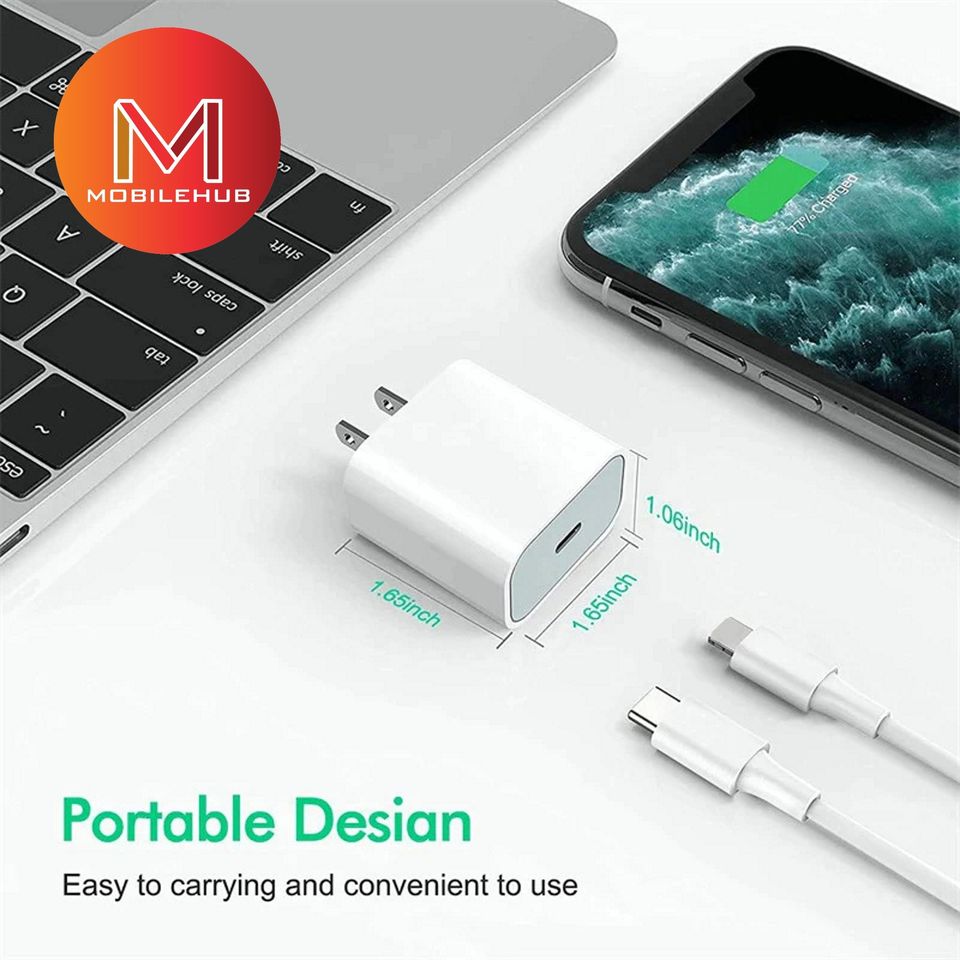 iPhone / iPad 20w Fast Charger with USB-C to Lightning Cable