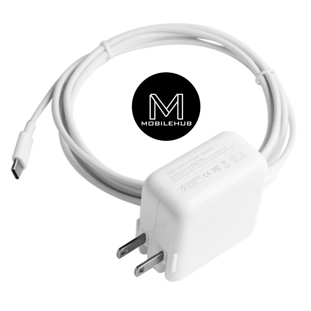MacBook Air / MacBook Pro 30W USB-C Charger Power Adapter with Type-C Charging Cable (White)