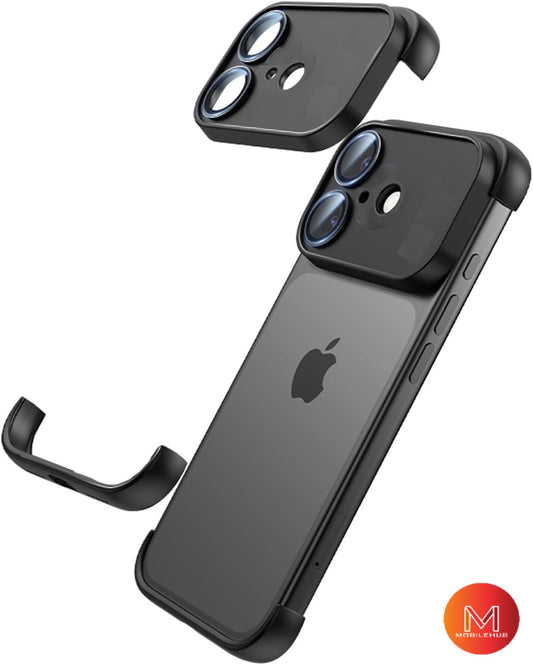 iPhone 17 / 17 Pro / 17 Pro Max Frameless and Backless Bumper Case with Camera Lens Protector