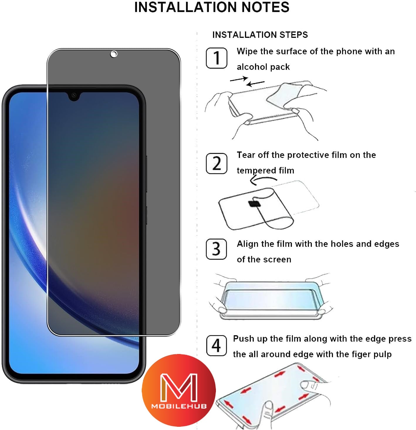 Samsung A34 / Samsung A54 Privacy Tempered Glass Screen Protector