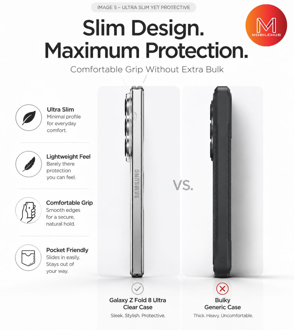 Samsung Z Fold 8 / Fold 8 Ultra German import Shockproof Case (Clear)