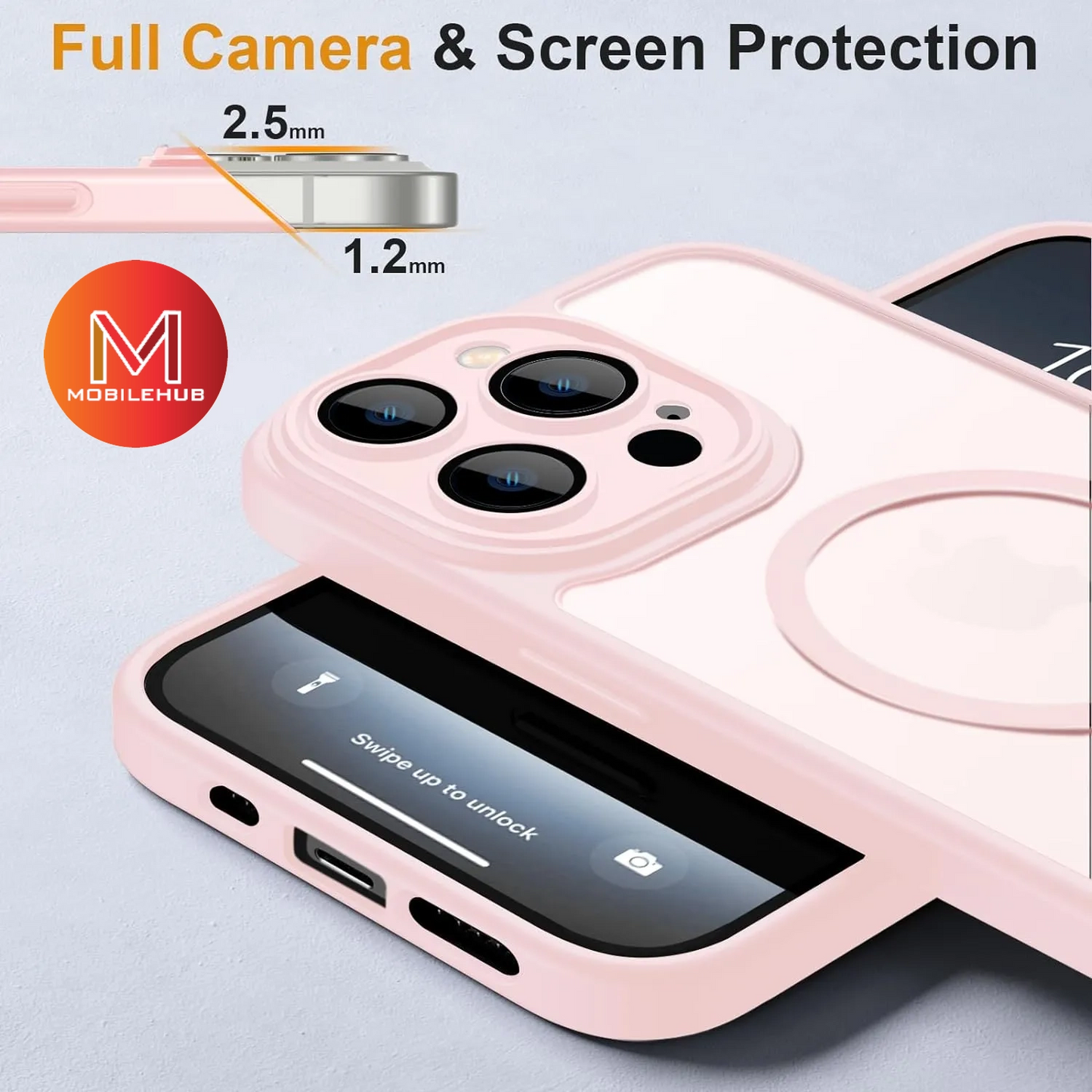 iPhone 14 / 15 / 15 Plus / 15 Pro / 15Pro Max Clear Matte Mag Safe Case with Lens Protector