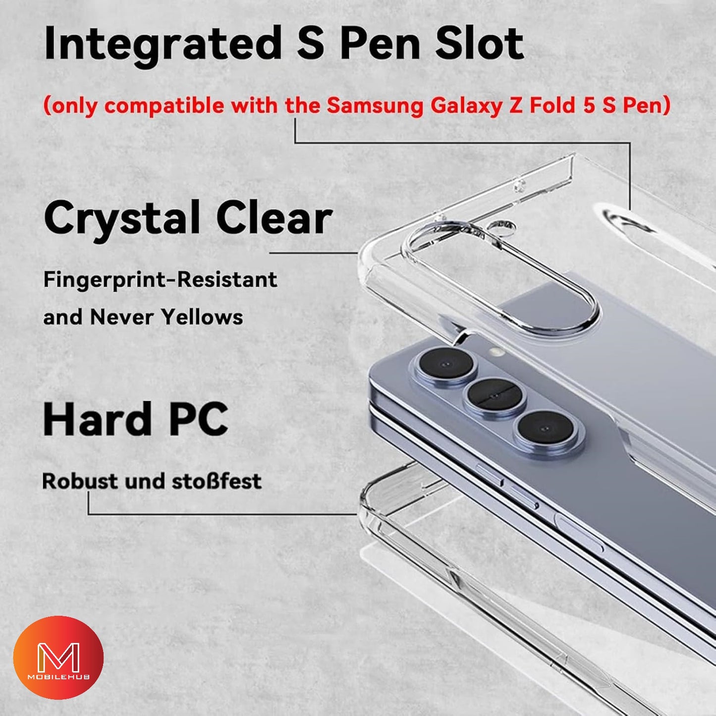 Samsung ZFold 6 Ultra Clear Shockproof Case with Pen Holder Anti-Fingerprint Z Fold 6