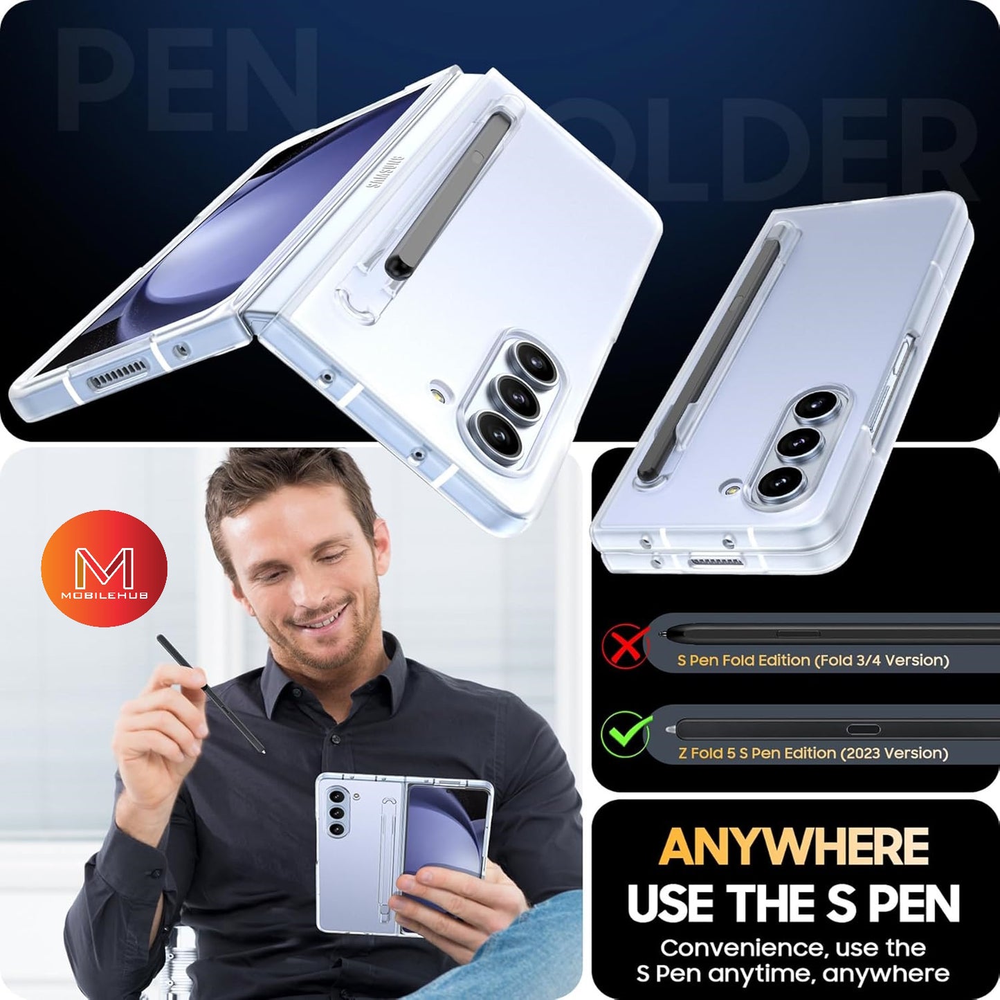 Samsung ZFold 6 Ultra Clear Shockproof Case with Pen Holder Anti-Fingerprint Z Fold 6