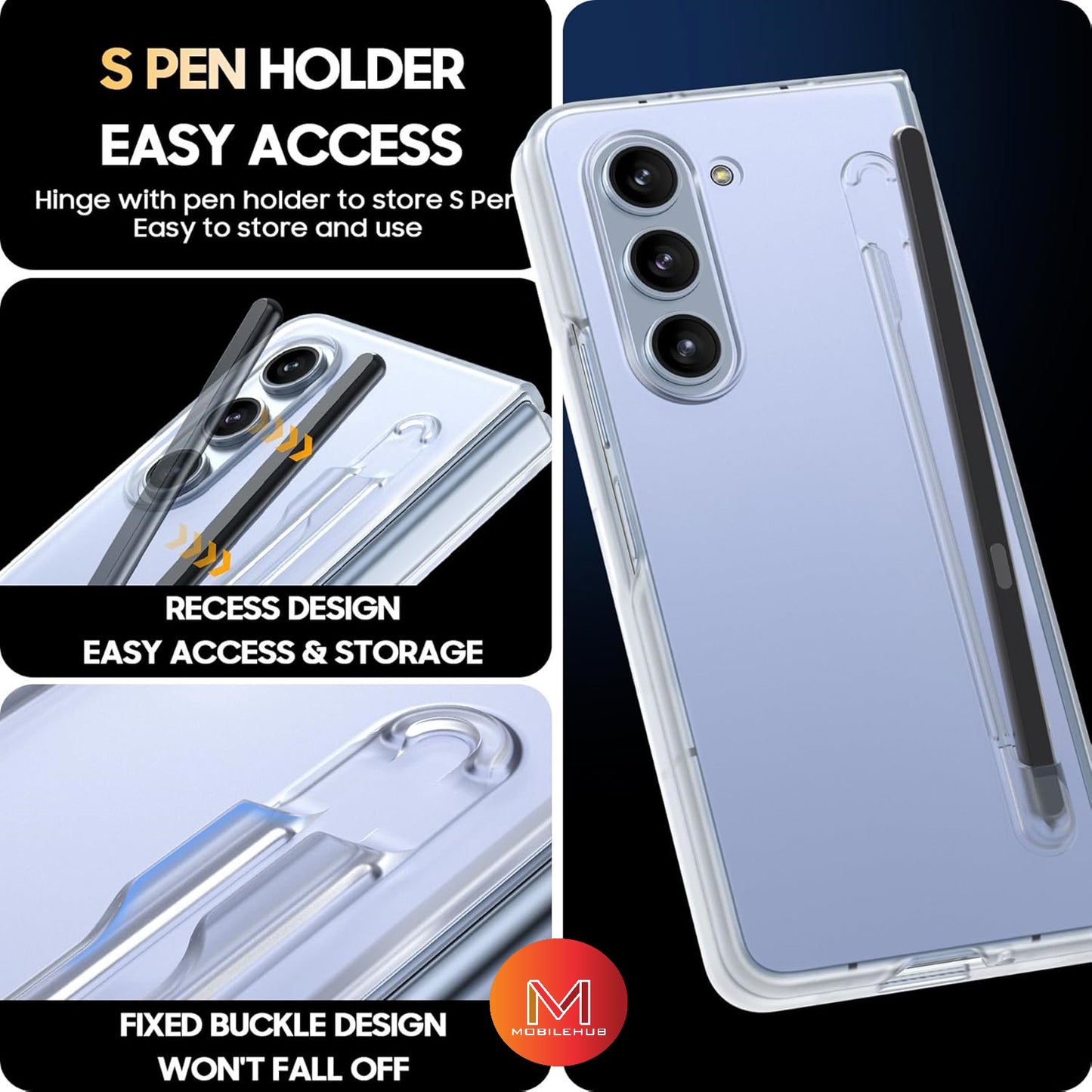 Samsung ZFold 6 Ultra Clear Shockproof Case with Pen Holder Anti-Fingerprint Z Fold 6