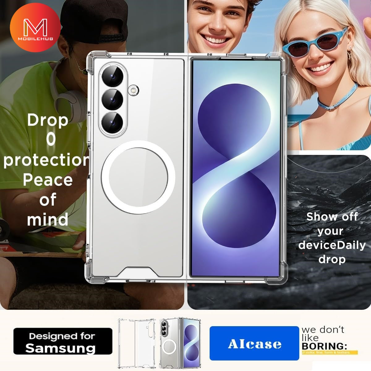 Samsung Z Fold 8 / Z Fold 8 Ultra Silicone Magnetic Shockproof Case (Clear) Z Fold8 / Z Fold8 Ultra