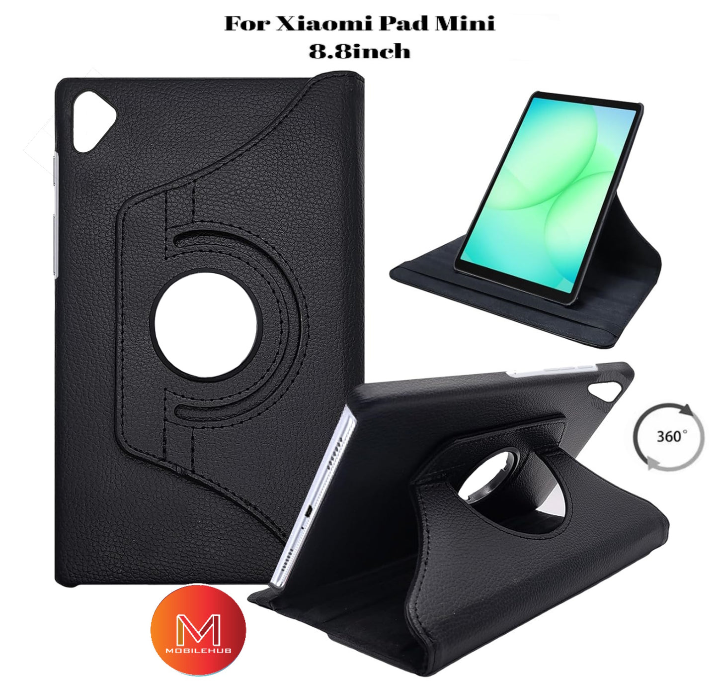 Xiaomi Pad Mini 8.8" 360 Rotate Leather Cover Shockproof Case (Black)