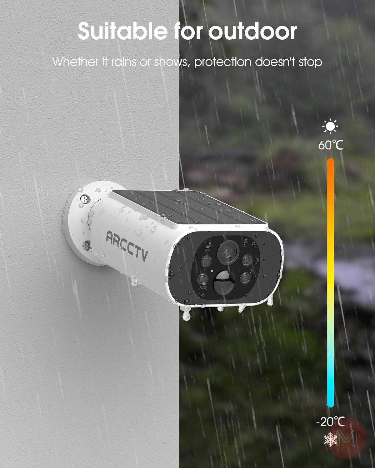 ARCCTV 2160p 2K FHD Resolution Wireless Surveillance Camera with Solar Panel , Solar Powered CCTV