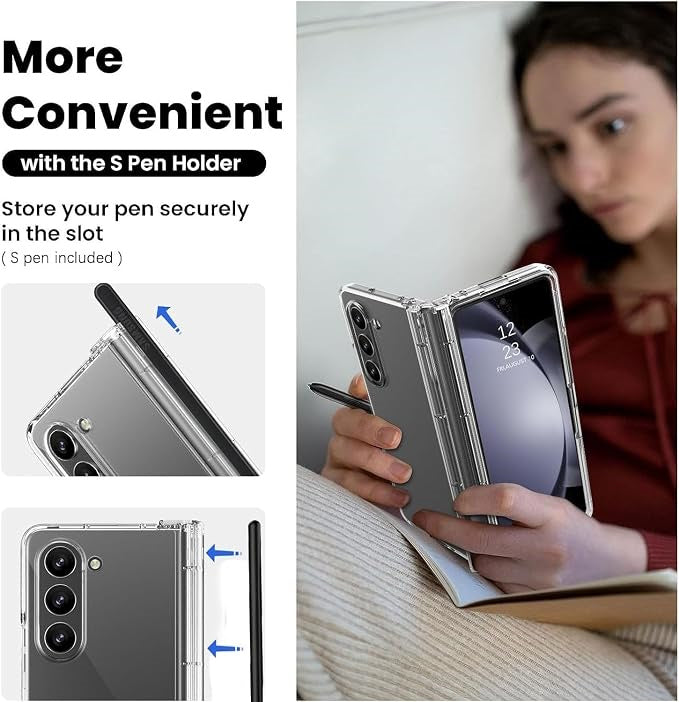 Samsung ZFold 6 Ultra Clear Shockproof Case with Pen Holder Anti-Fingerprint Z Fold 6