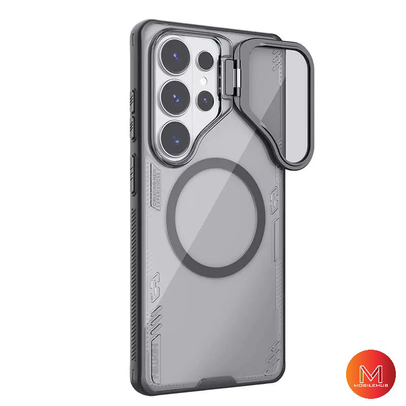 Samsung S26 Ultra Nillkin Iceblade Prop Magnetic Camera protective case with kickstand (Grey & Black)