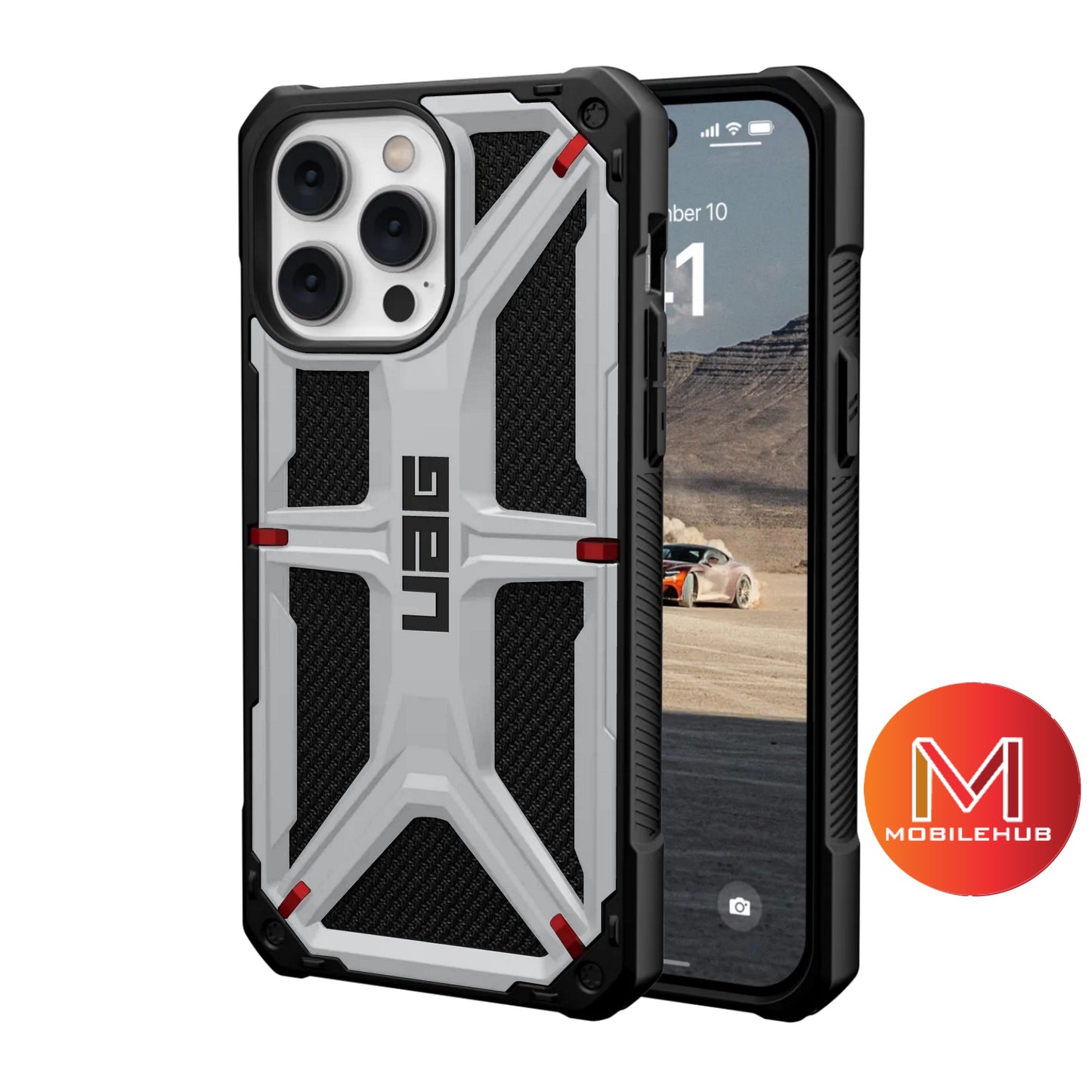 iPhone 15 / 15 Plus / 15 Pro /15 Pro Max Monarch Shockproof Case (Silver) (Kevlar)