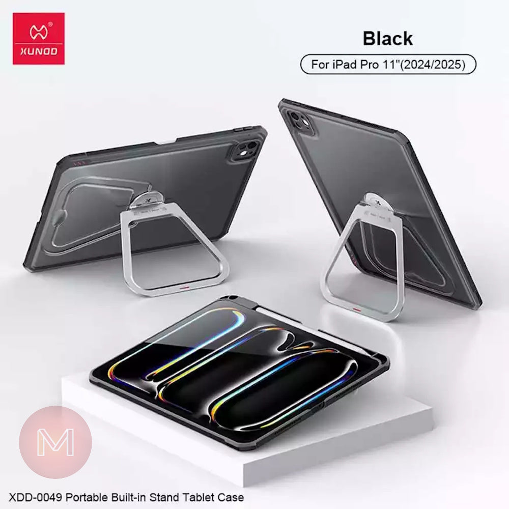 iPad 2025 A16 11" XUNDD Beetle Armor Case With 360 Rotating Stand (Black)