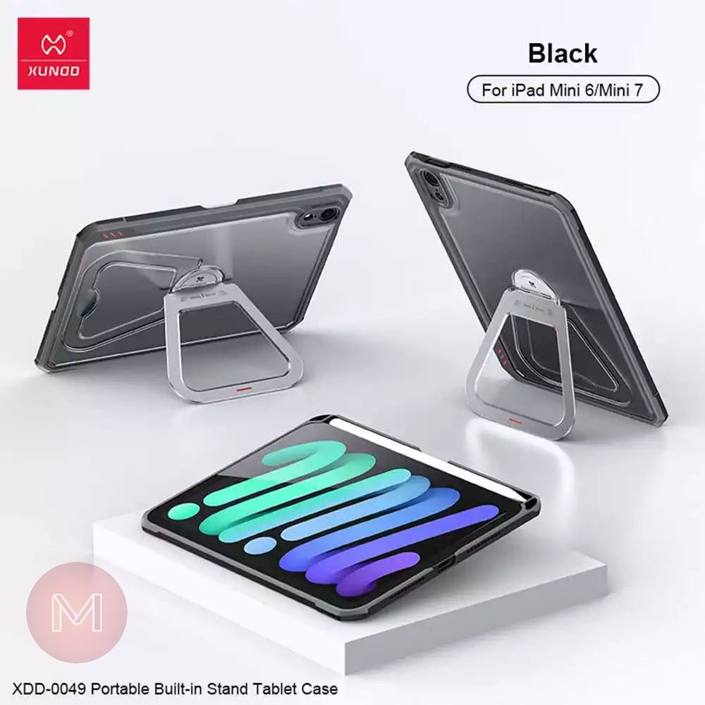 iPad Mini 7 XUNDD Beetle Armor Case With 360 Rotating Stand (Black)
