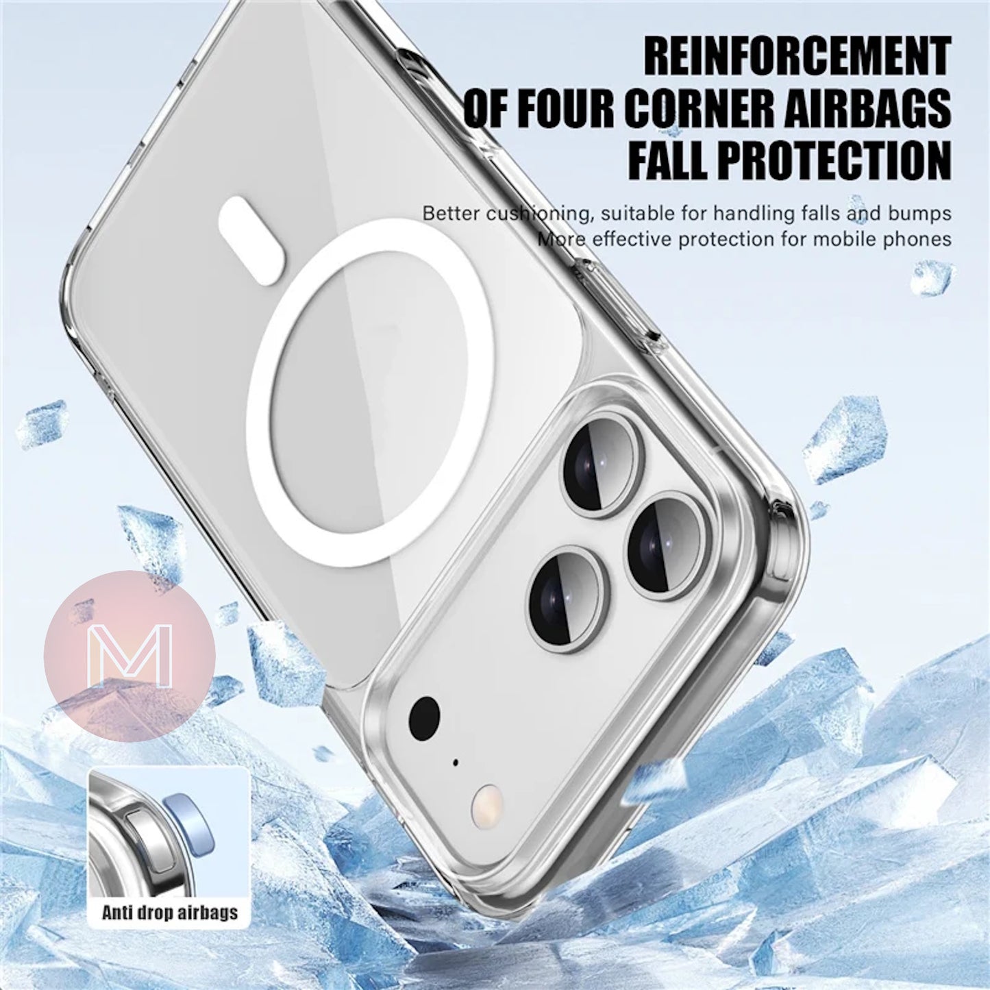 iPhone 17, 17 Pro, 17 Pro Max, 17 Air Clear Magsafe Shockproof Case