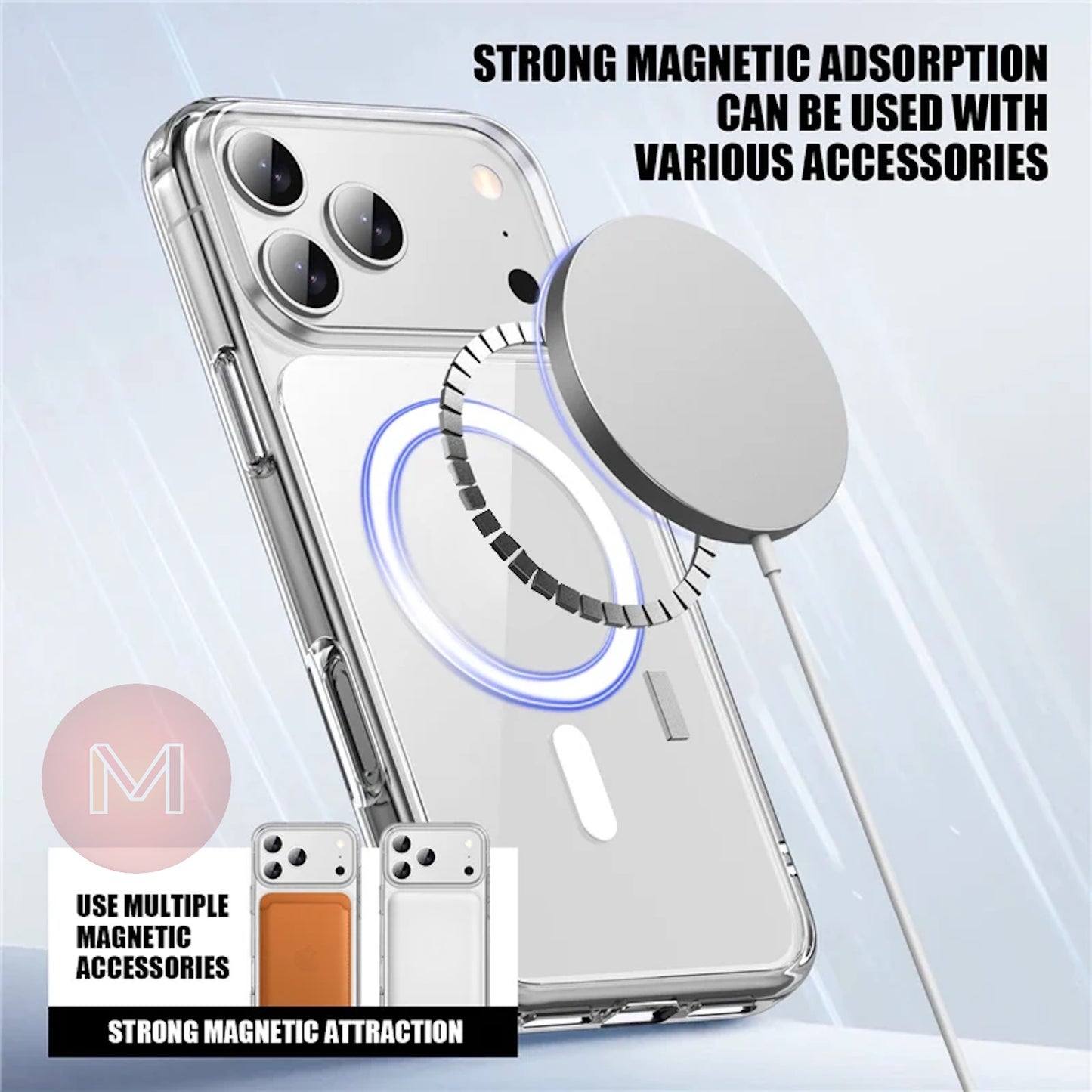 iPhone 17, 17 Pro, 17 Pro Max, 17 Air Clear Magsafe Shockproof Case