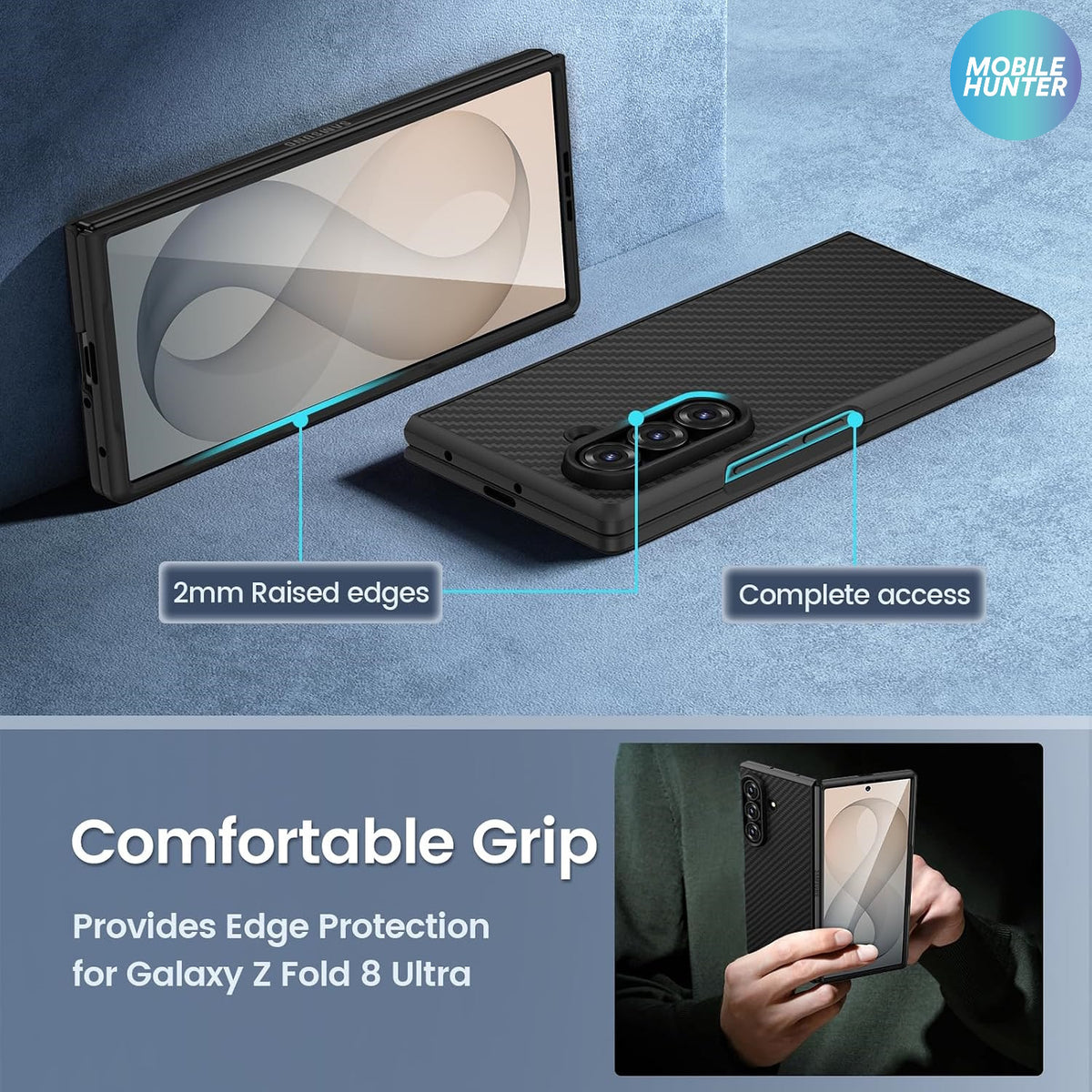Samsung Z Fold 8 Ultra Carbon Fiber Shockproof Case (Black)