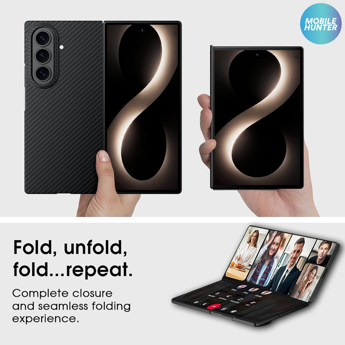 Samsung Z Fold 8 Ultra Carbon Fiber Shockproof Case (Black)