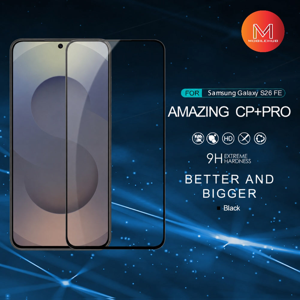 Samsung S26 FE 21D Tempered Glass Full Screen Proctector (Black)