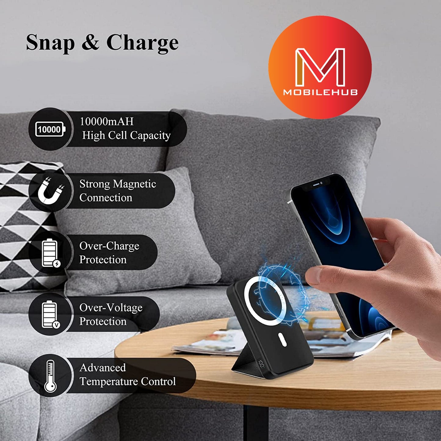 XUNDD Magnetic Wireless Power Bank with Stand 10000mah