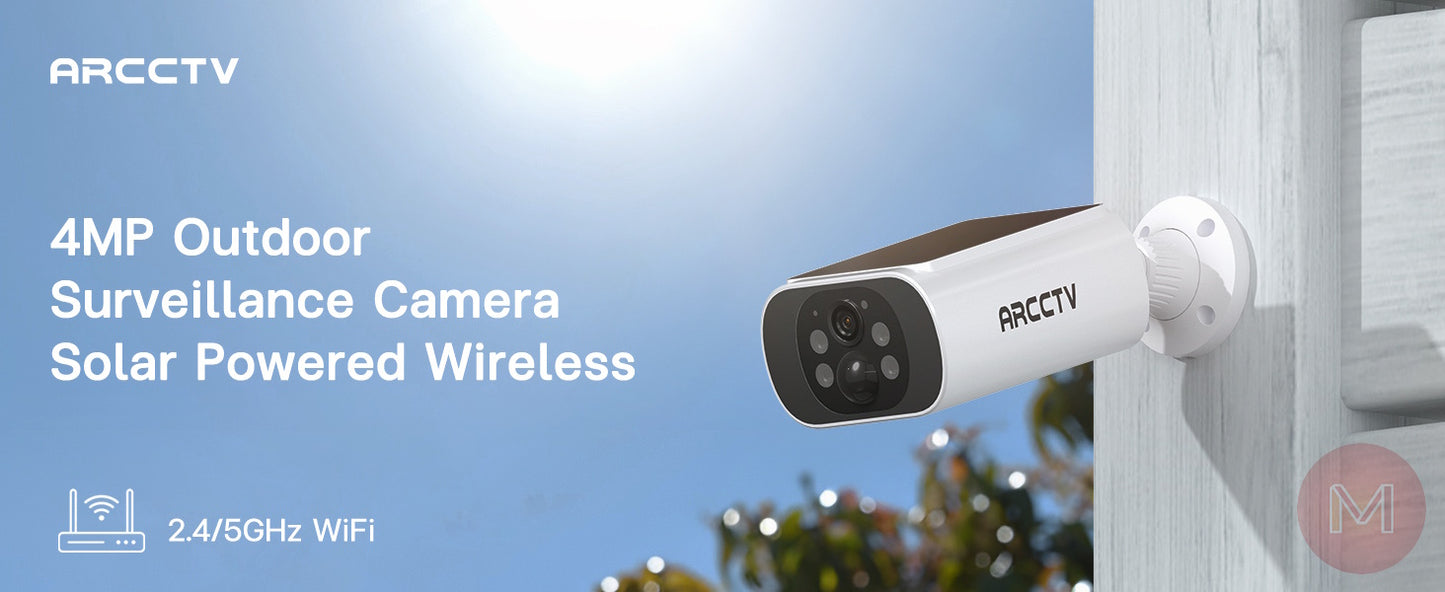 ARCCTV 2160p 2K FHD Resolution Wireless Surveillance Camera with Solar Panel , Solar Powered CCTV