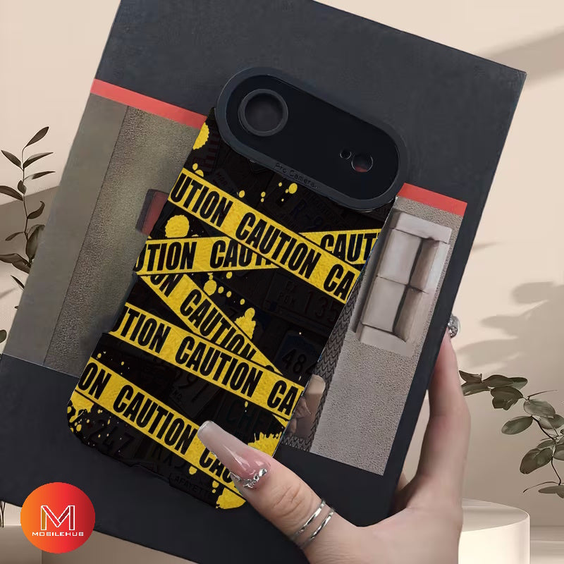 iPhone 17 / 17 Air / 17 Pro / 17 Pro Max Trendy Caution Tape Edition Shockproof Case