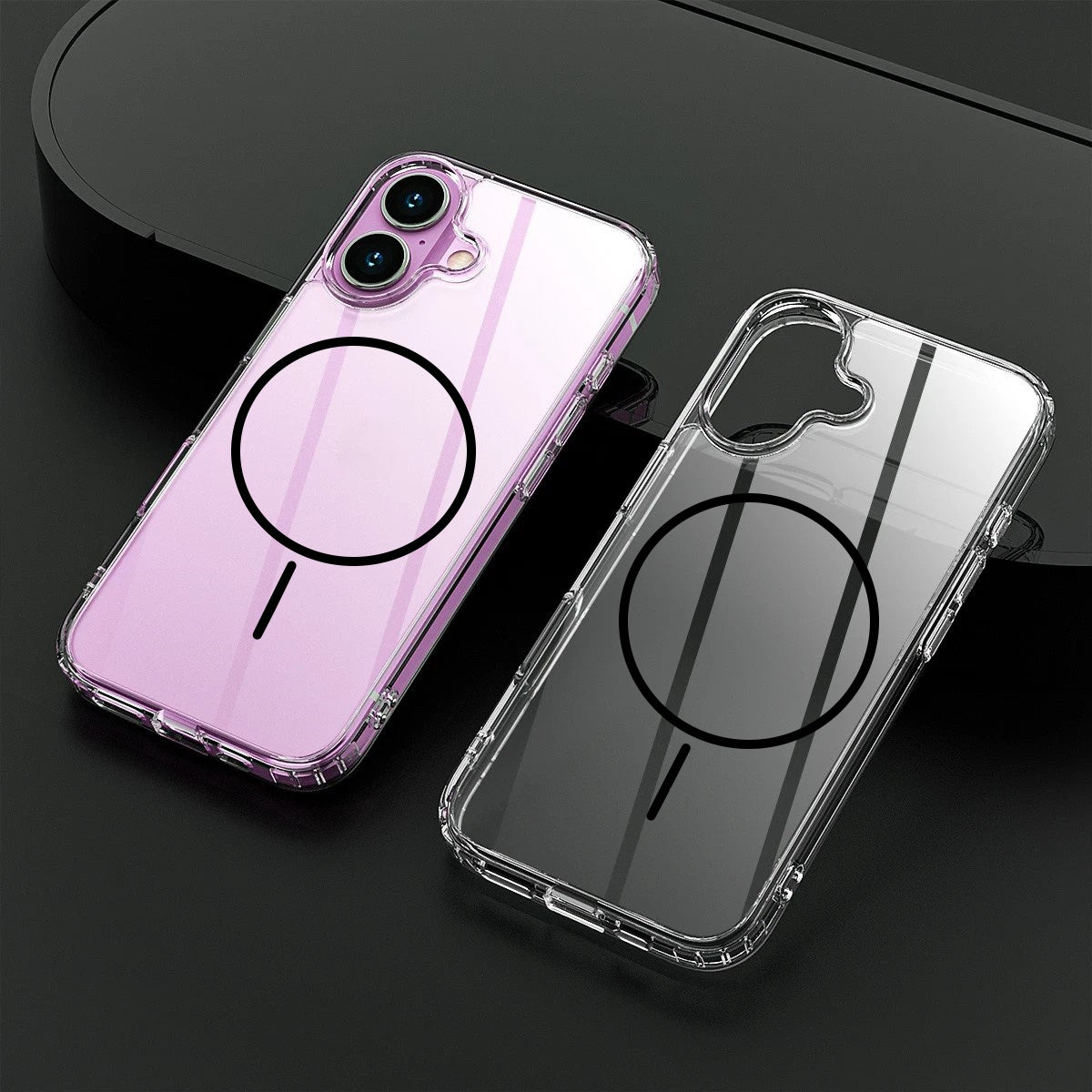 iPhone 17 / 17 Air / 17 Pro / 17 Pro Max Ultra Clear Magnetic Slim Shockproof Case (Black Magnetic Ring)
